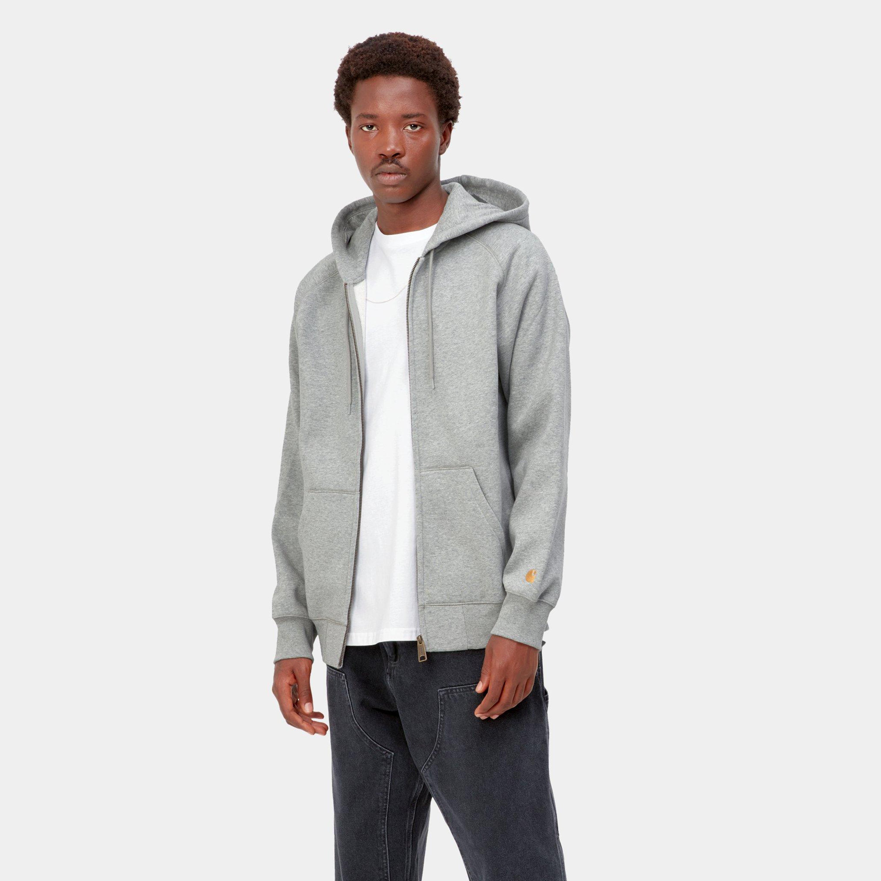 Carhartt Hooded Chase Jacket Grey Heather/ Gold - Stencil
