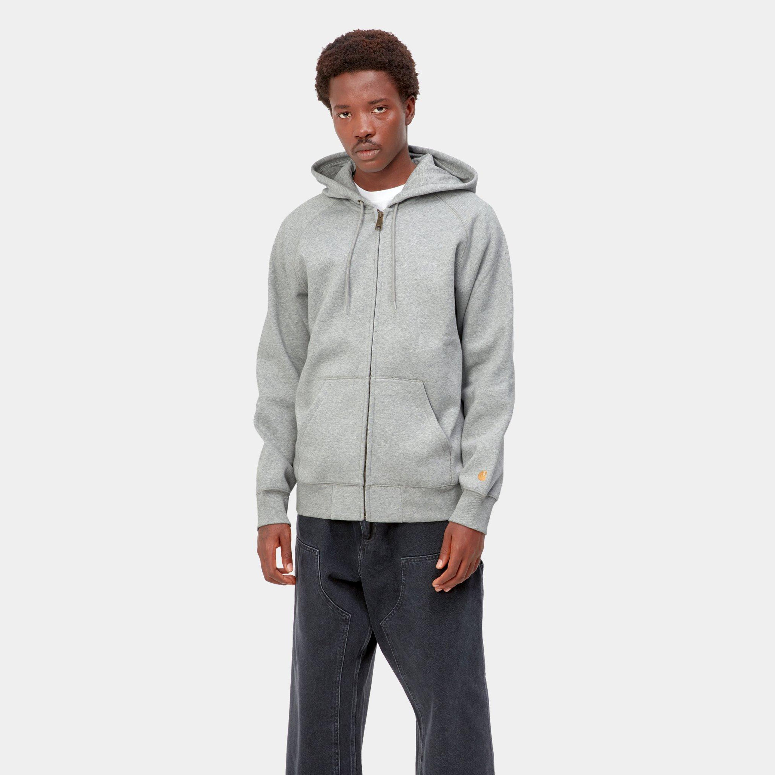 Carhartt Hooded Chase Jacket Grey Heather/ Gold - Stencil