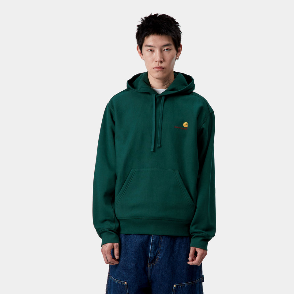 Carhartt Hooded American Script Sweat - Dark Fir