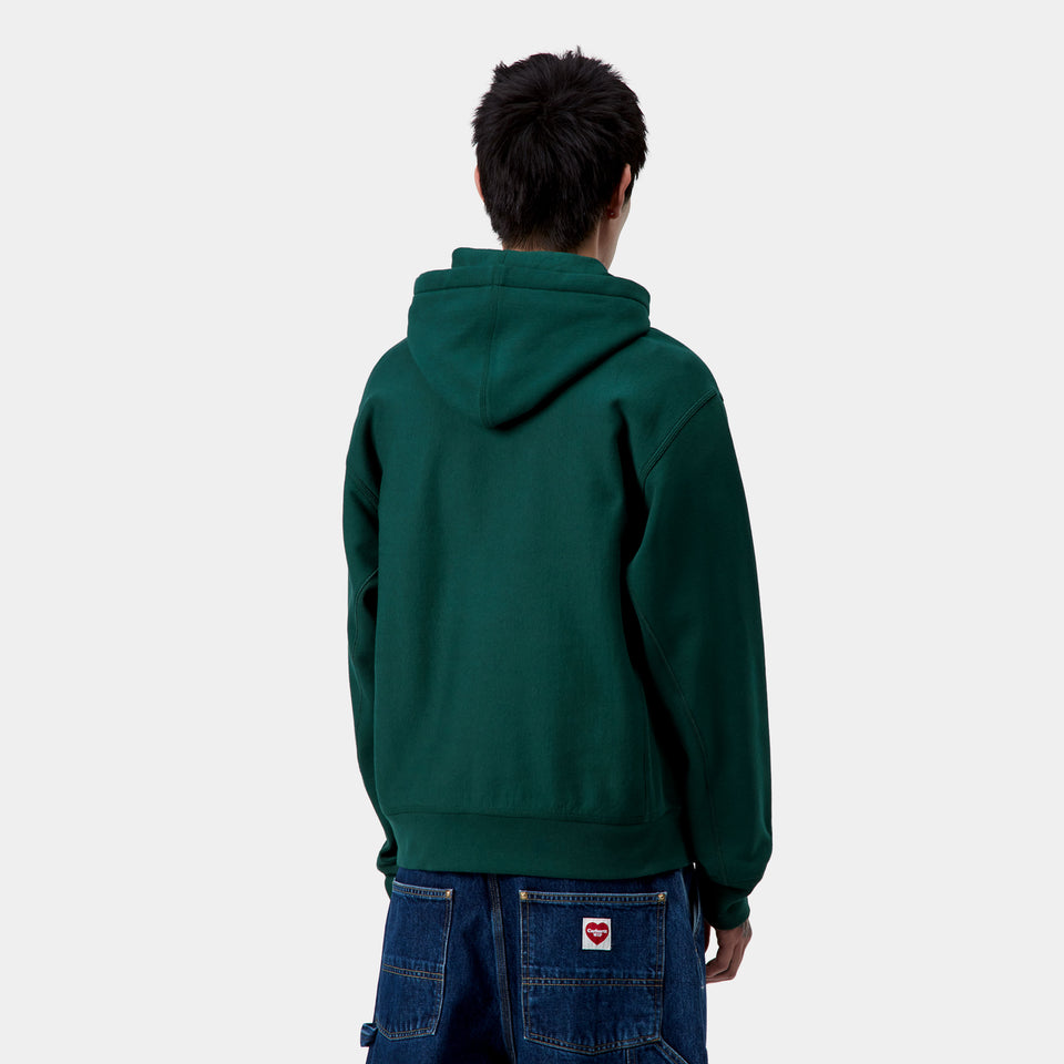 Carhartt Hooded American Script Sweat - Dark Fir