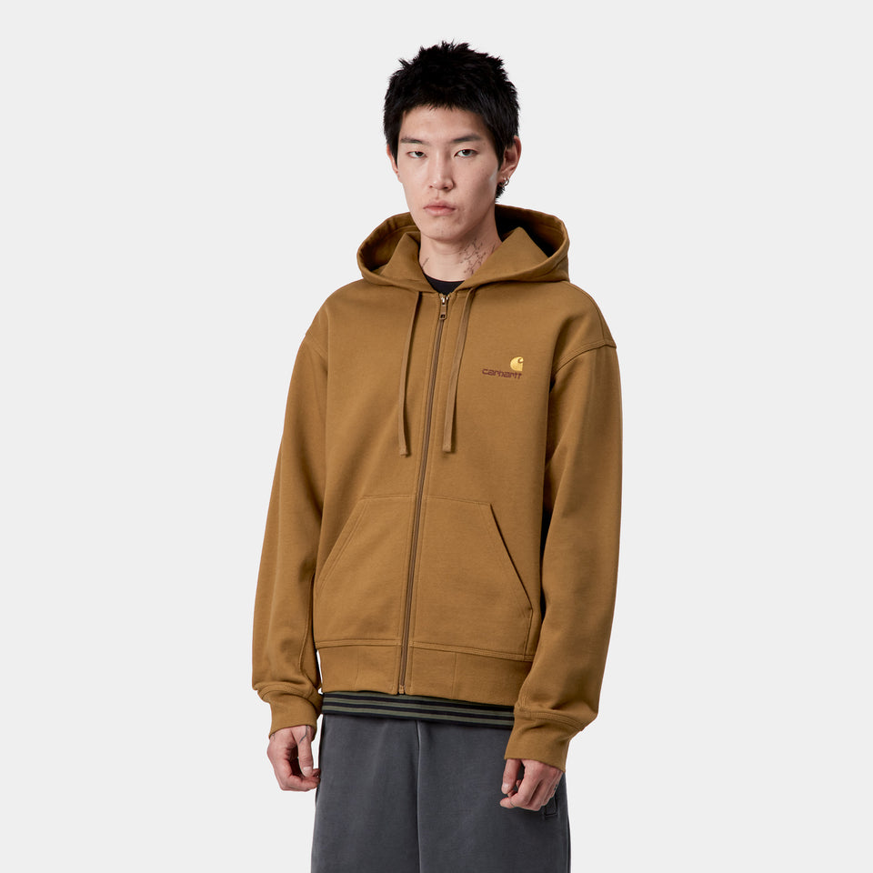 Carhartt Hooded American Script Jacket - Hamilton Brown