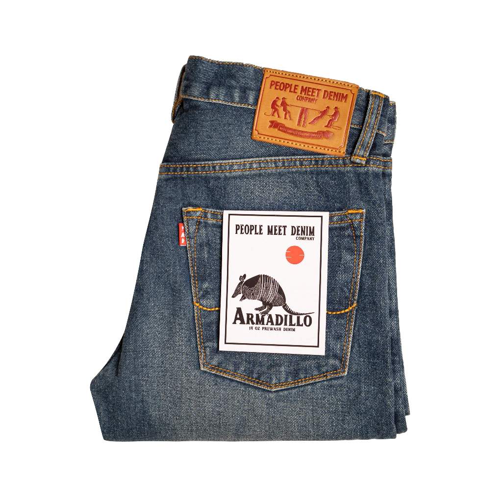 PMD & Co ARMADILLO Pre-Washed Denim 14oz Selvedge Accent Non Stretch Slim Fit - Stencil