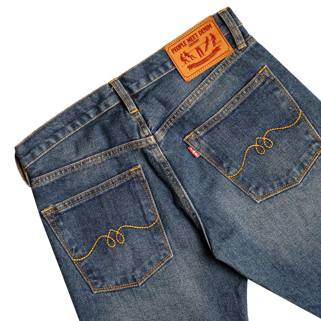 PMD & Co ARMADILLO Pre-Washed Denim 14oz Selvedge Accent Non Stretch Slim Fit - Stencil