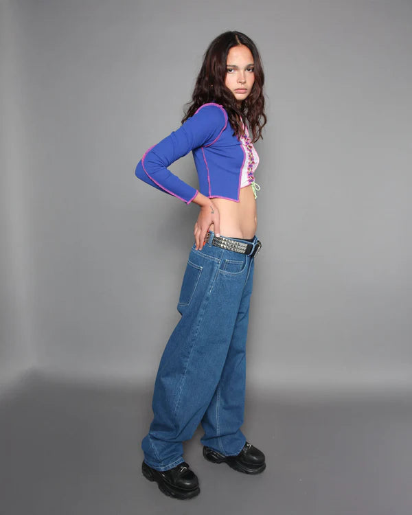 BeWider Super Loose - Blue Denim with White Stitching