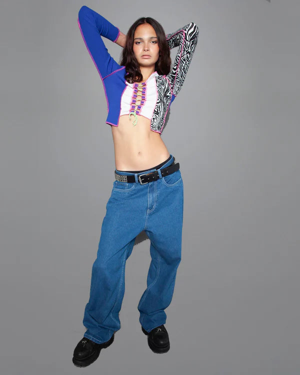 BeWider Super Loose - Blue Denim with White Stitching