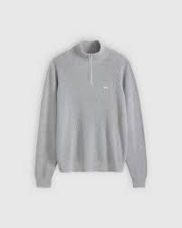 Levis Housemark Quater Zip Sweater - Mid Tone Grey Heather