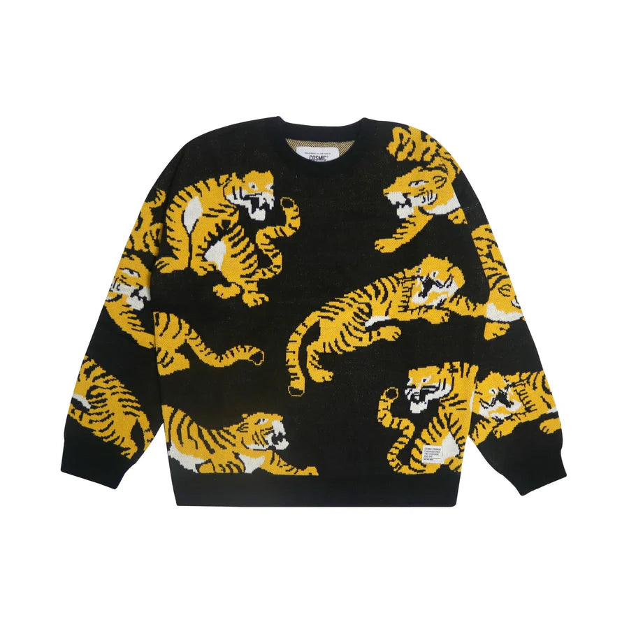 Cosmic Tiger Knit Sweater - Black