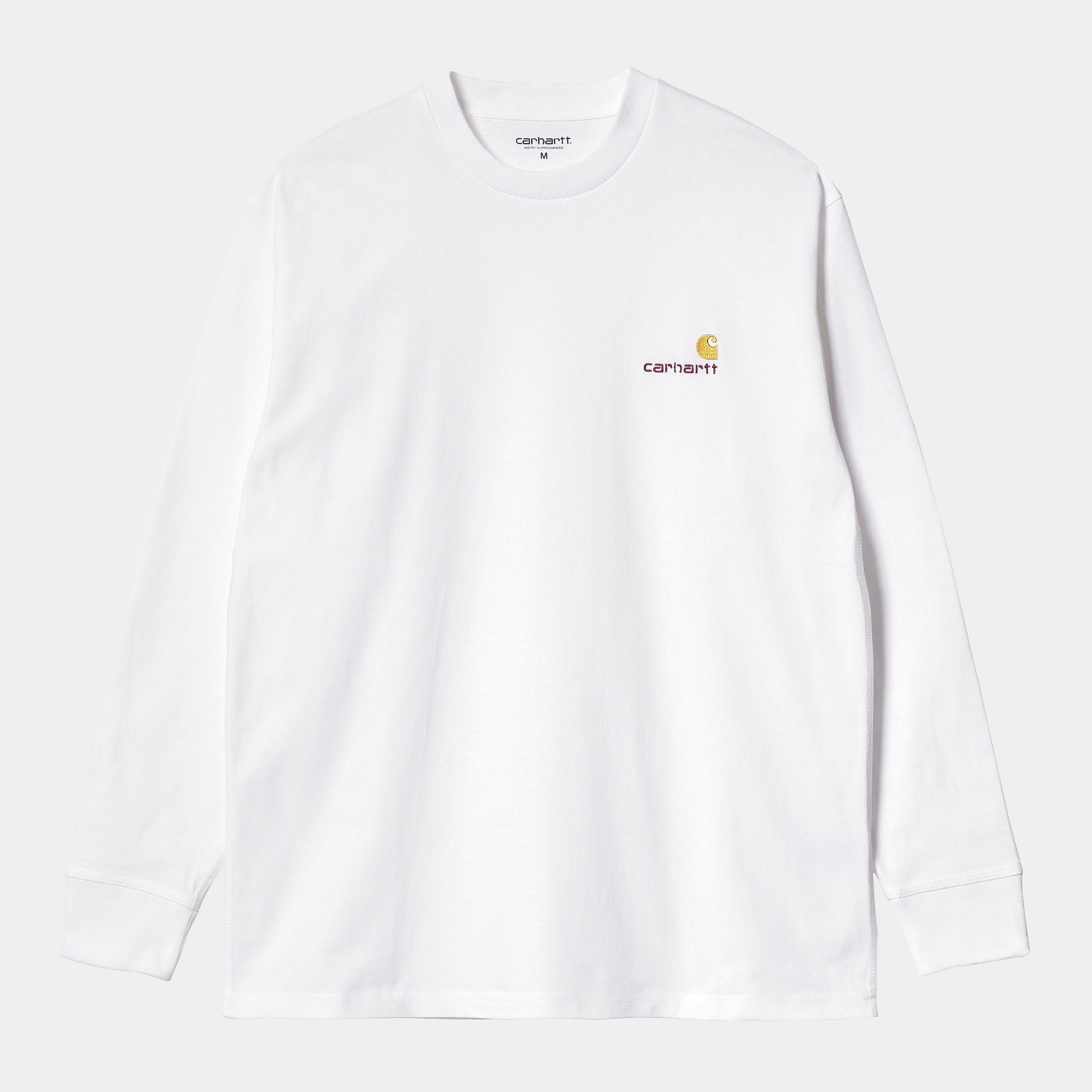 Carhartt L/S American Script T-Shirt - White - Stencil