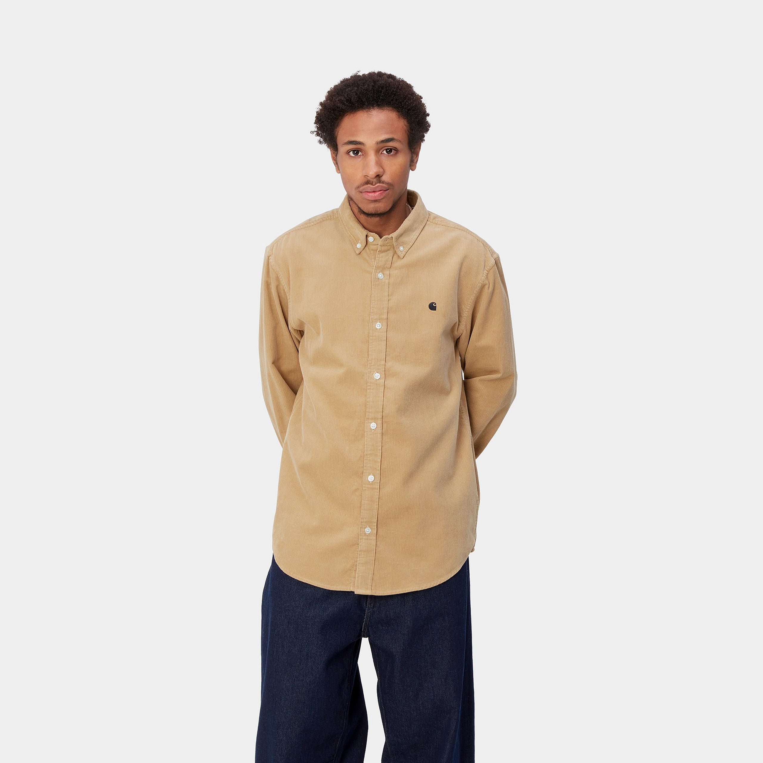 Carhartt L/S Madison Fine Cord Shirt - Sable / Black - Stencil