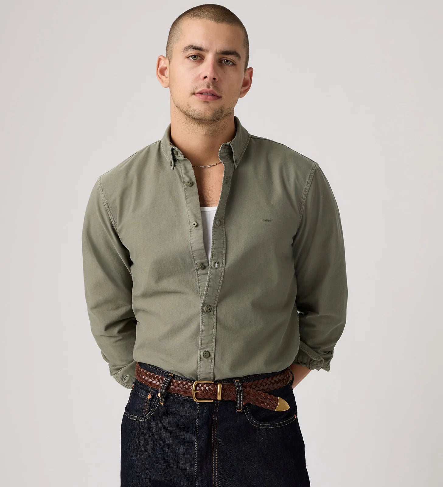 Levi's Men's Authentic Button Down Shirt - Mulled Basil Garment Dyed