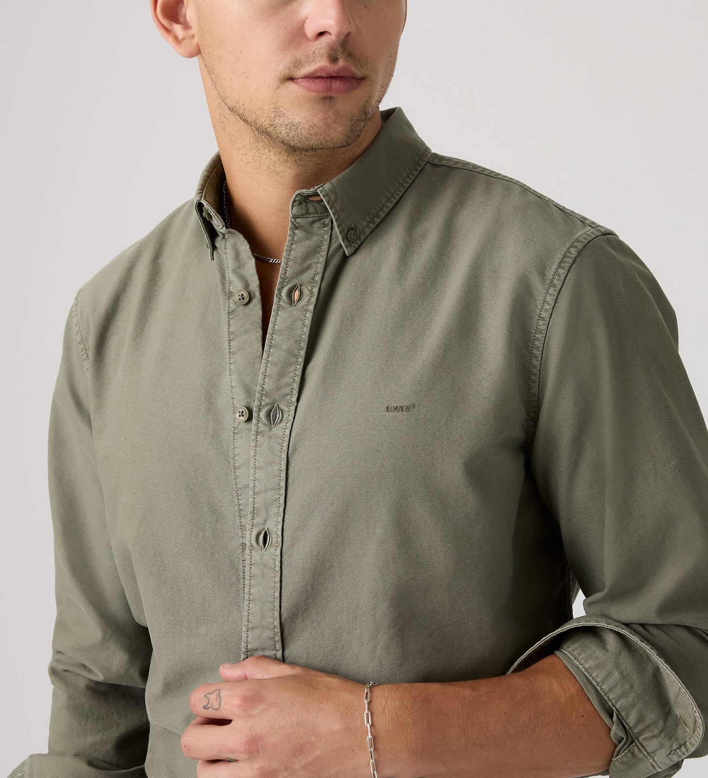 Levi's Men's Authentic Button Down Shirt - Mulled Basil Garment Dyed