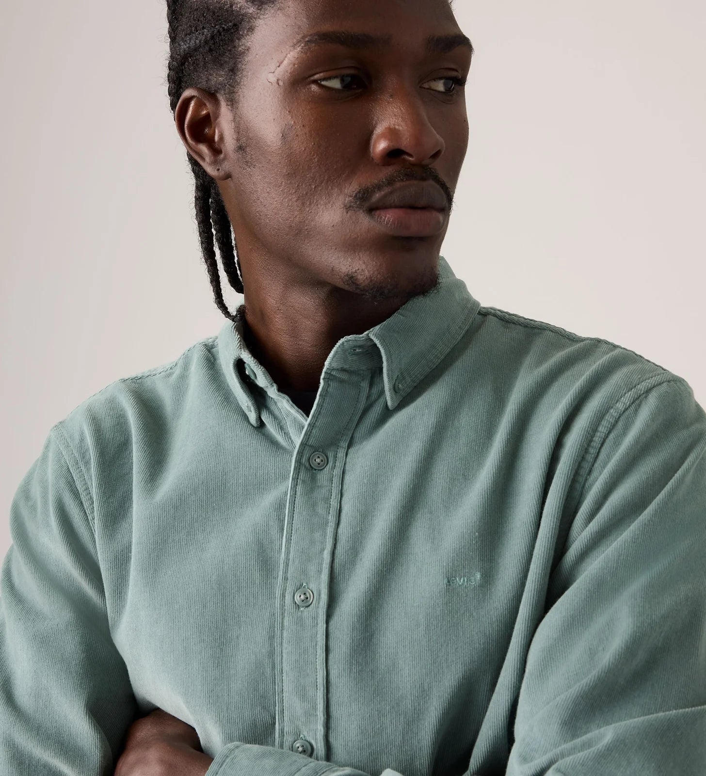 Levi's Men's Authentic Button Up Shirt - Stormy Sea Corduroy - Stencil