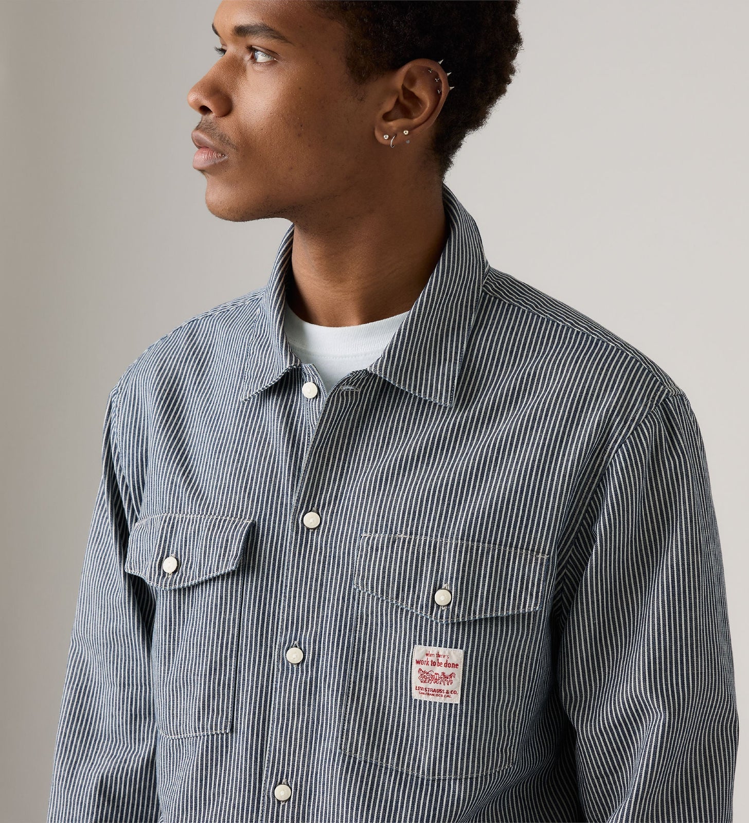 Levi's Men's Long-Sleeve Worker Shirt - Washington Stripe II - Stencil