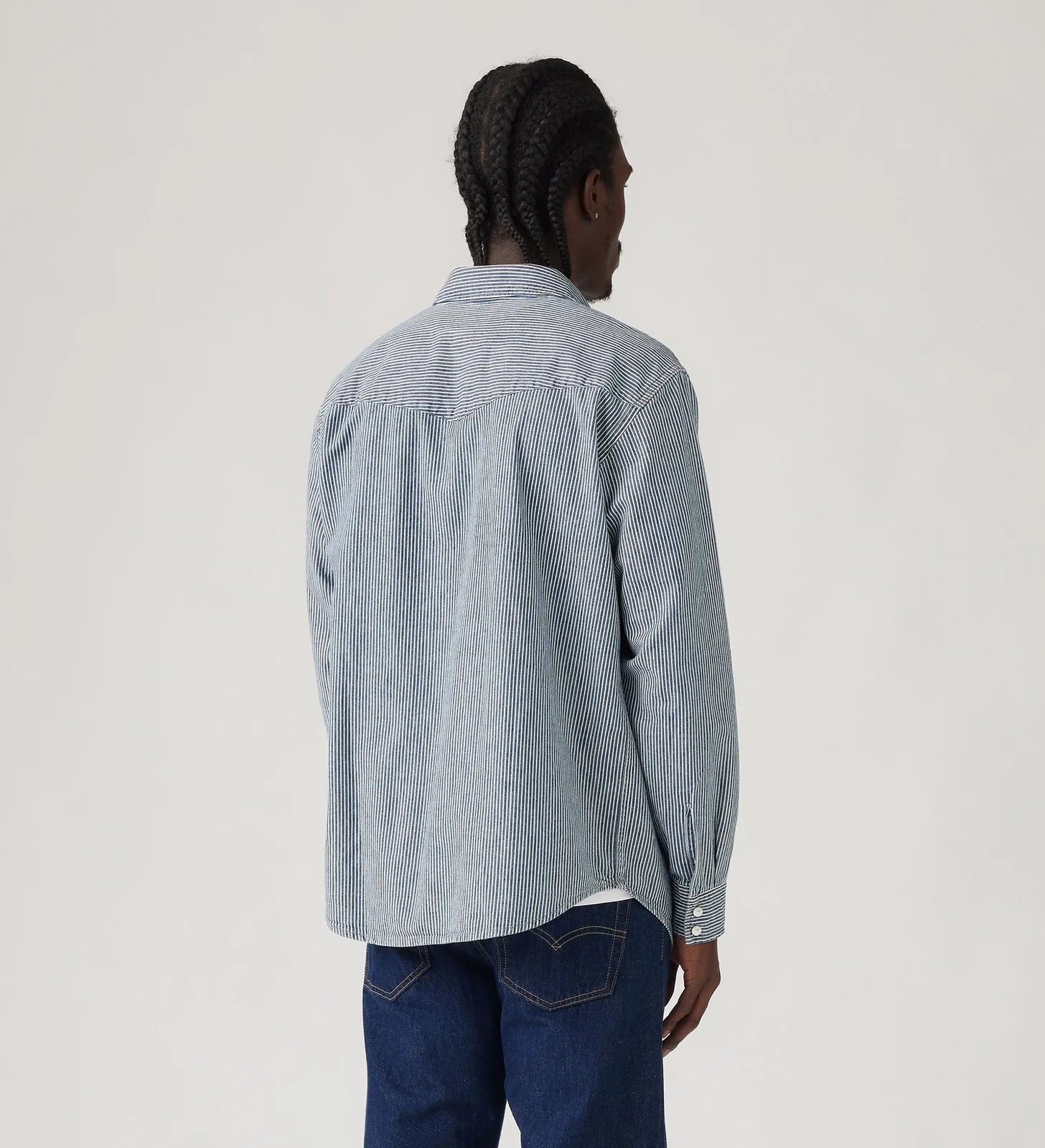 Levis Men's Relaxed Fit Western Shirt - Grand Dark Railroad Stripe