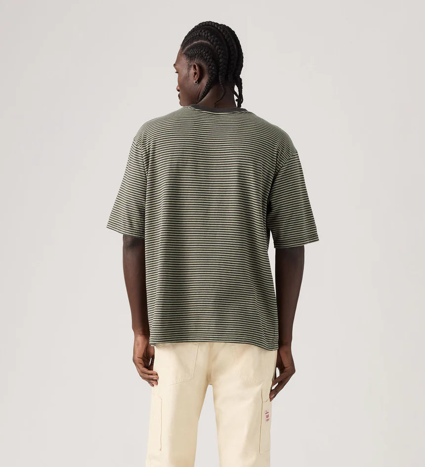 Levi's Men's Short-Sleeve Workwear T-Shirt - Euan Stripe Dried Sage - Stencil