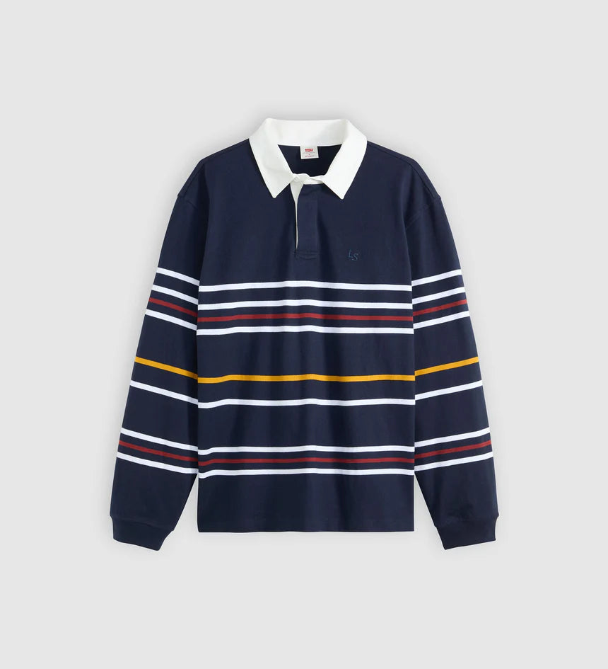 Levi's Men's Union Rugby Shirt - Theo Stripe Navy Blazer