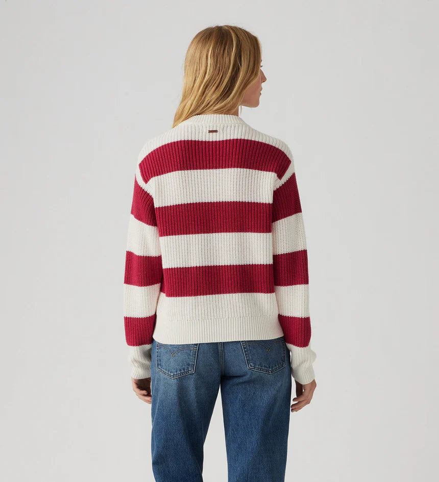 Levi's Women's Rocket Sweater - Charlotte Stripe Scarlet Smile