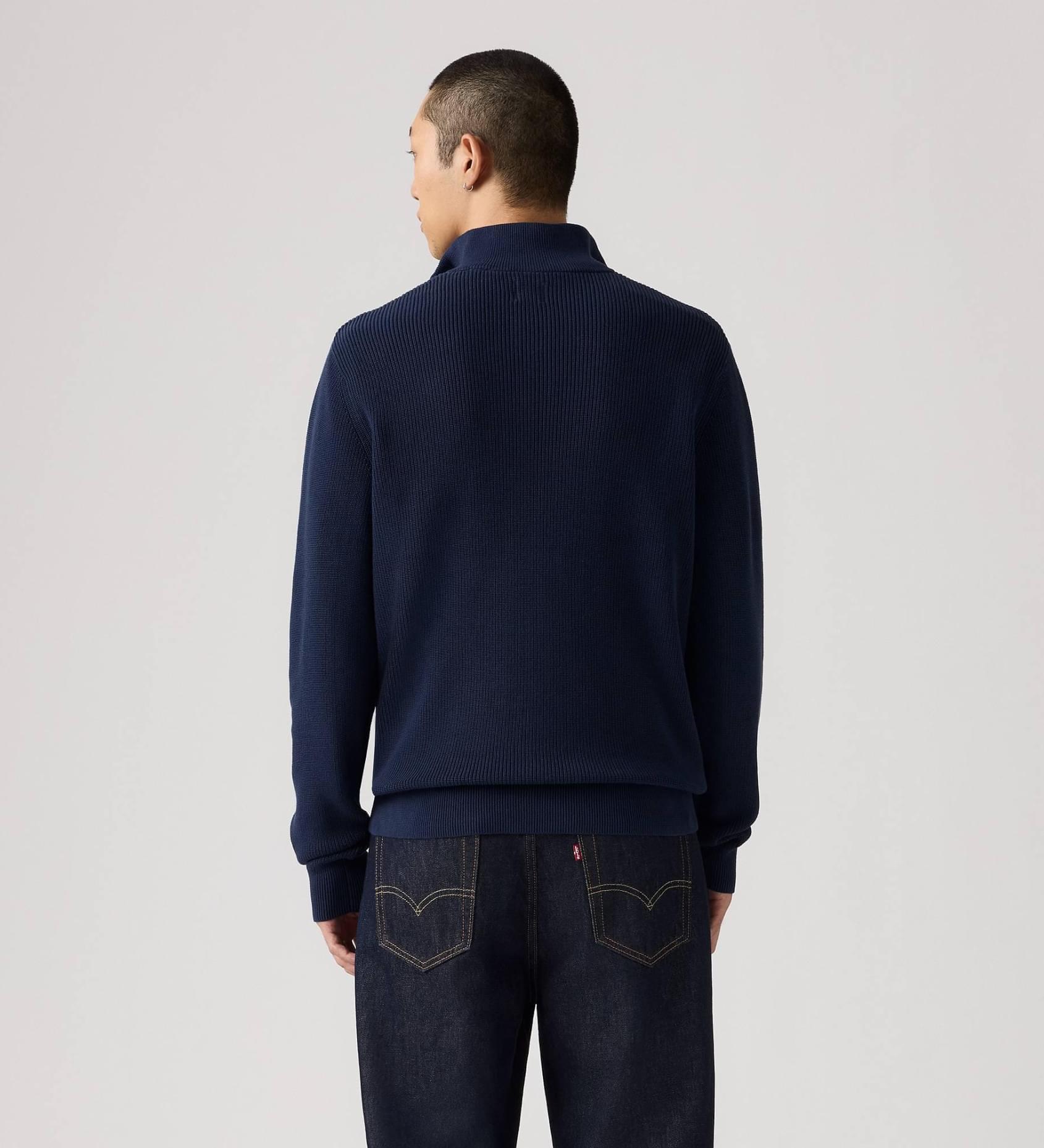 Levis Housemark Quarter Zip Sweater - Navy - Stencil
