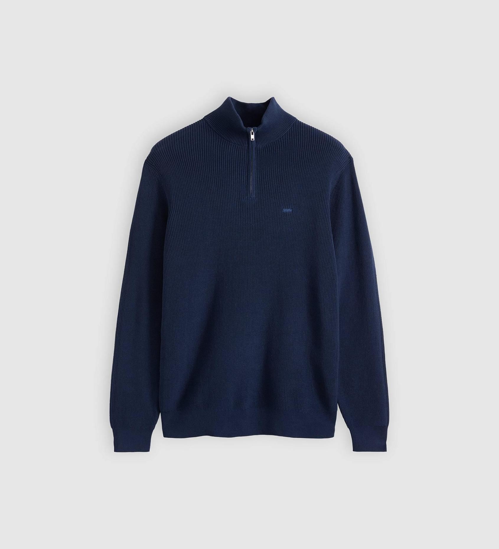 Levis Housemark Quarter Zip Sweater - Navy - Stencil
