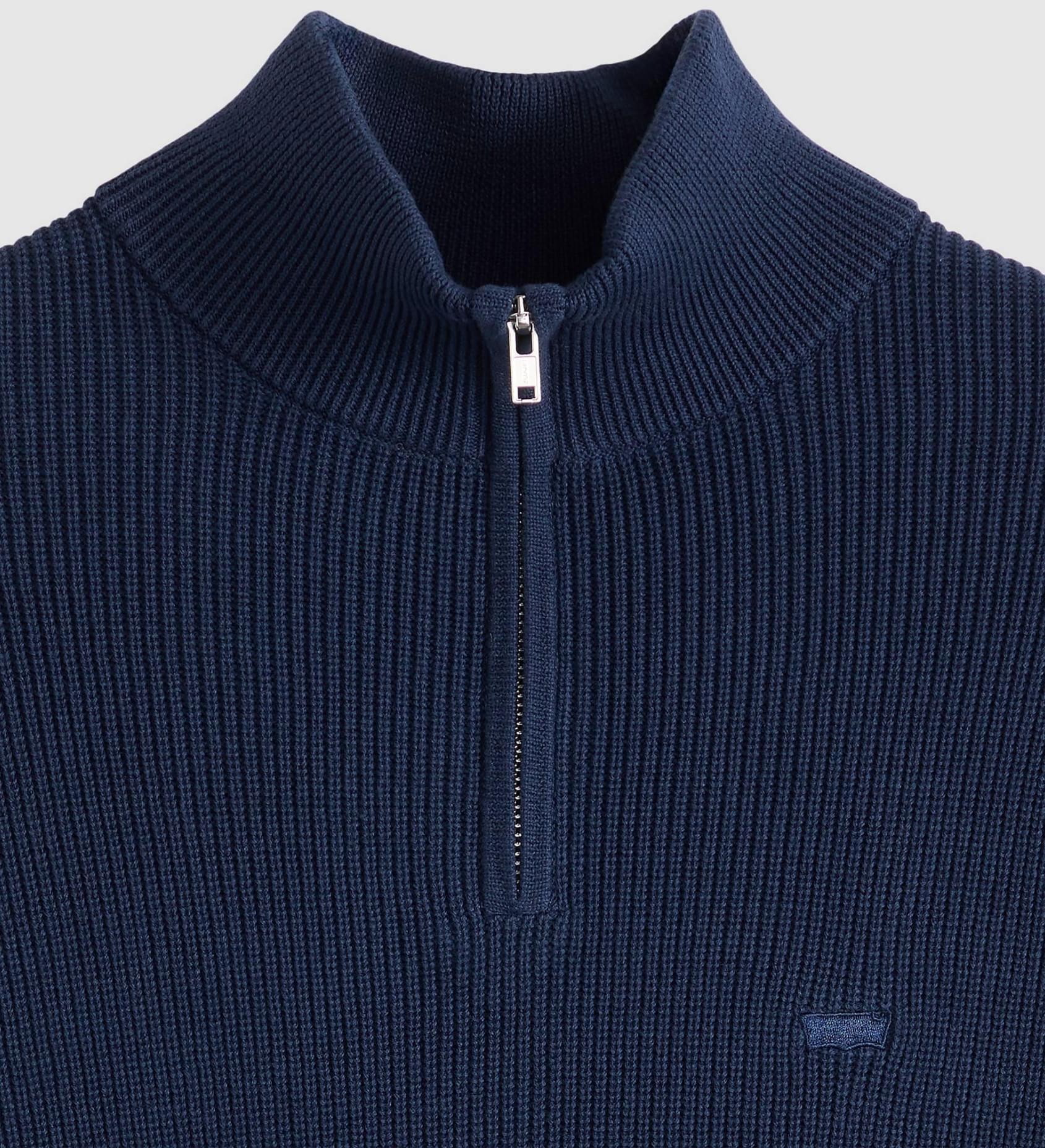 Levis Housemark Quarter Zip Sweater - Navy - Stencil