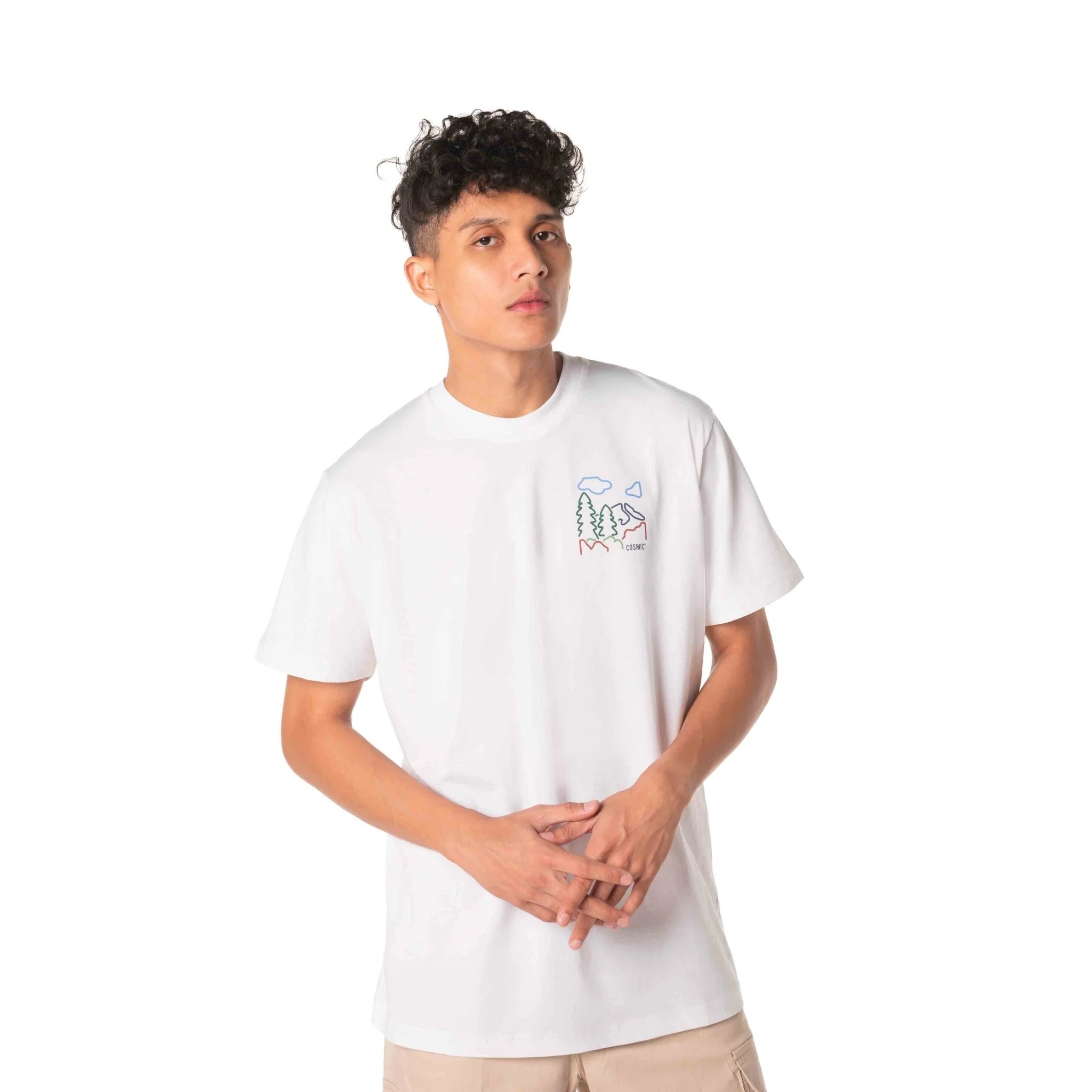Cosmic Line Nature Tee - White - Stencil