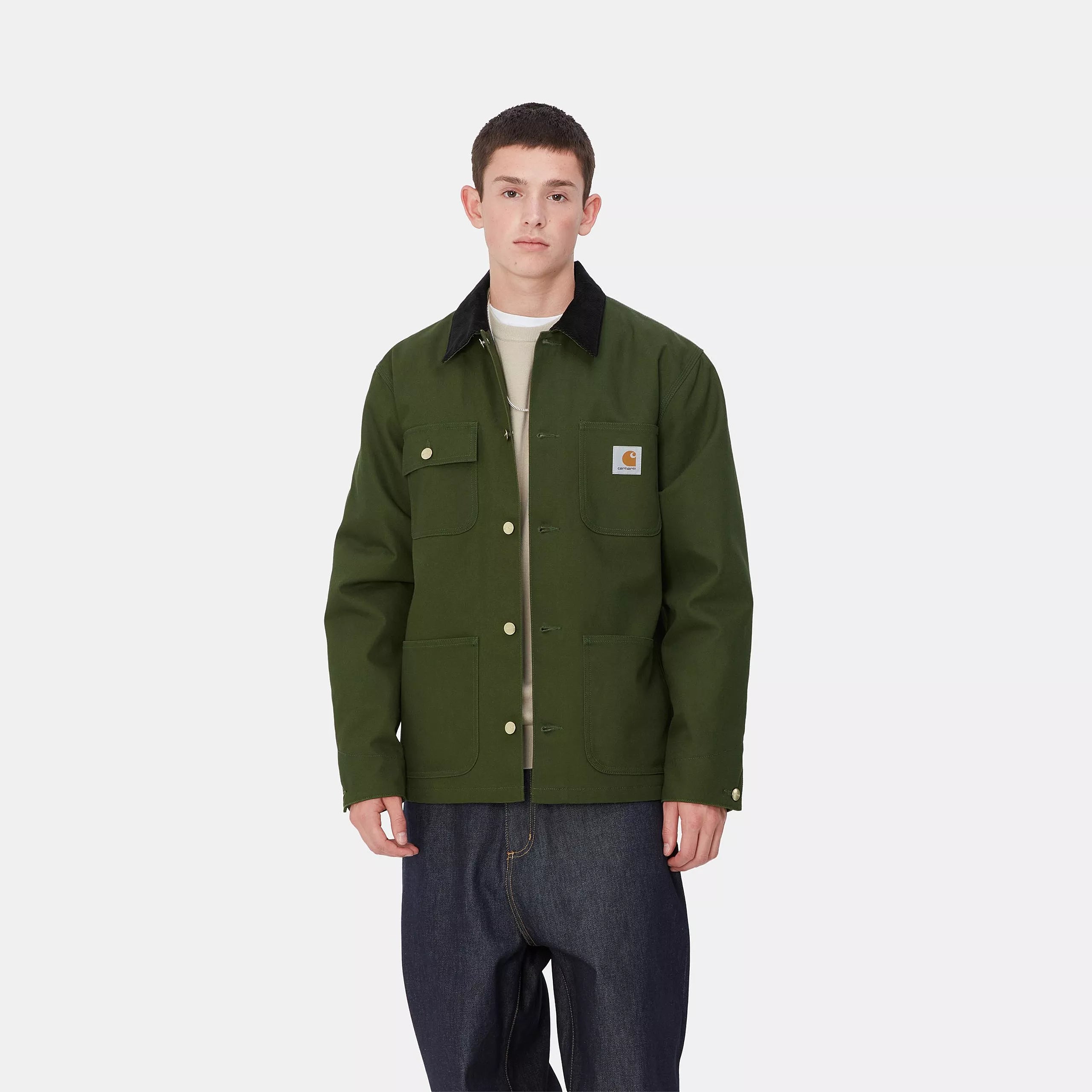 Carhartt Michigan Coat - Tarragon / Black Rigid Blanket Lined - Stencil
