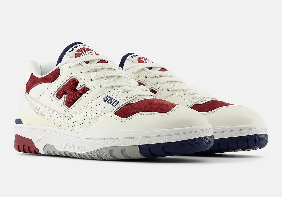 New Balance 550 Suede Toe - Burgundy / Navy - Stencil