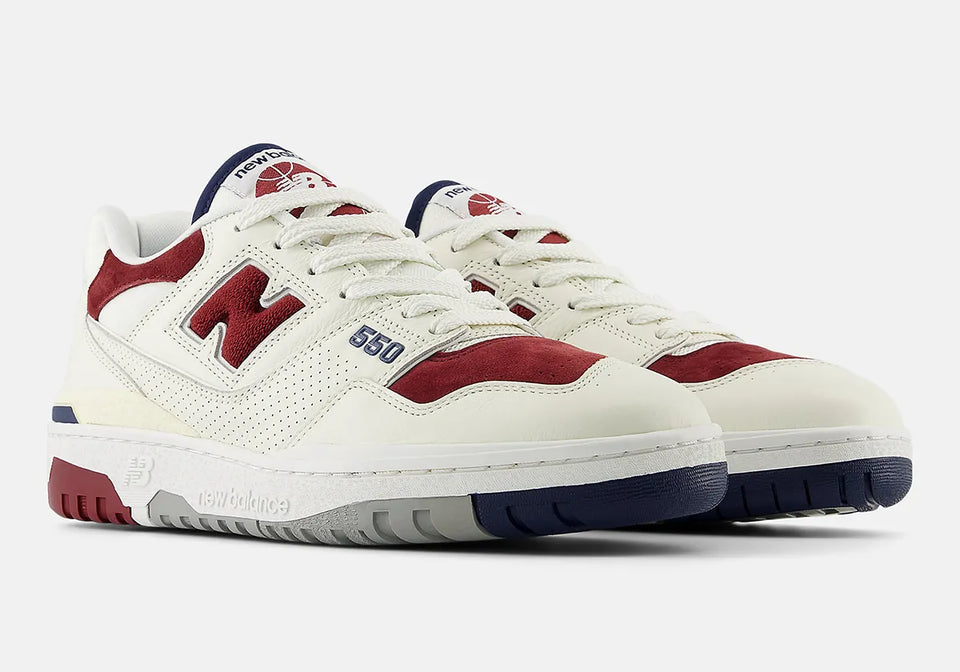 New Balance 550 Suede Toe - Burgundy / Navy