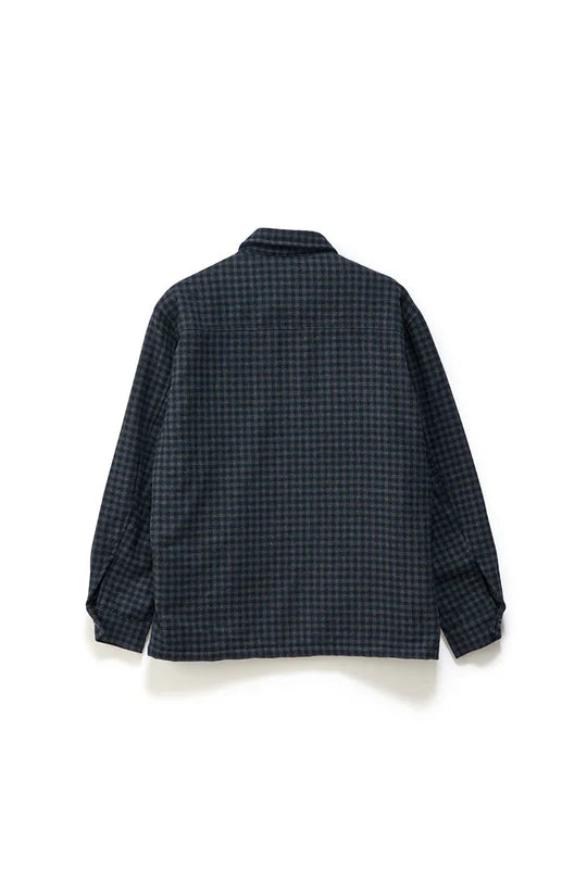 S-Double Plaid Zip-Thru L/S Shirt - Indigo