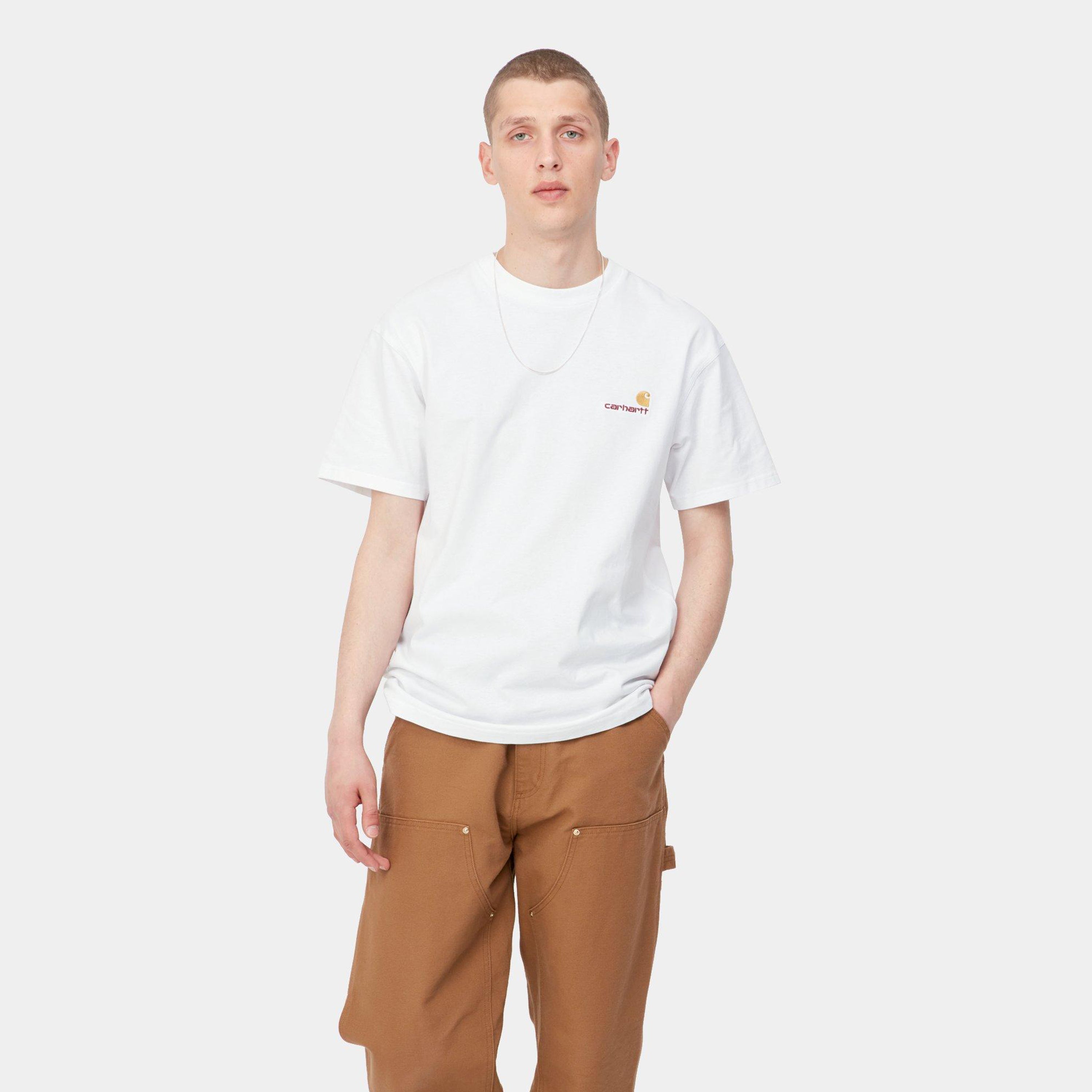 Carhartt S/S American Script T-Shirt - White - Stencil