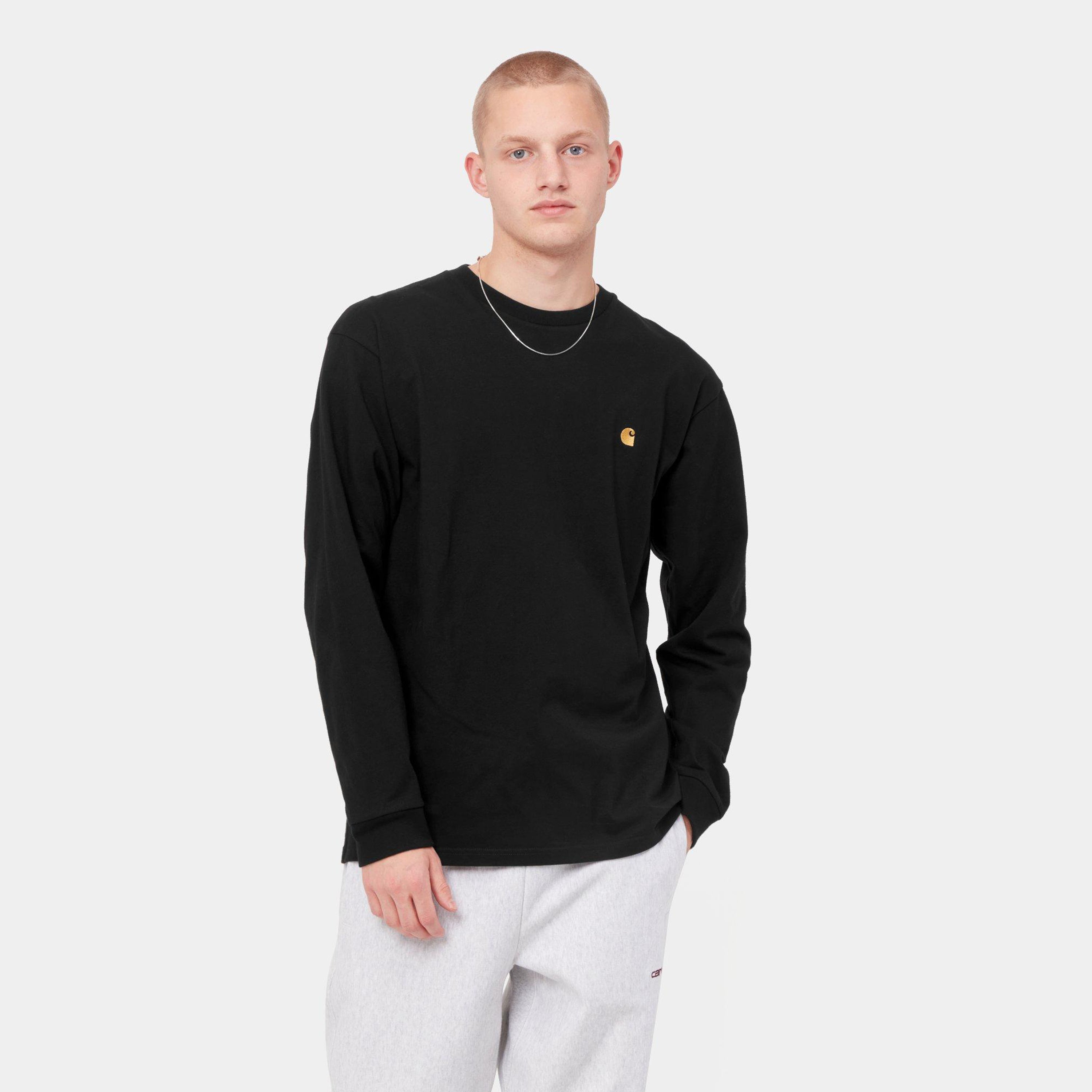 Carhartt L/S Chase T-Shirt - Black / Gold - Stencil