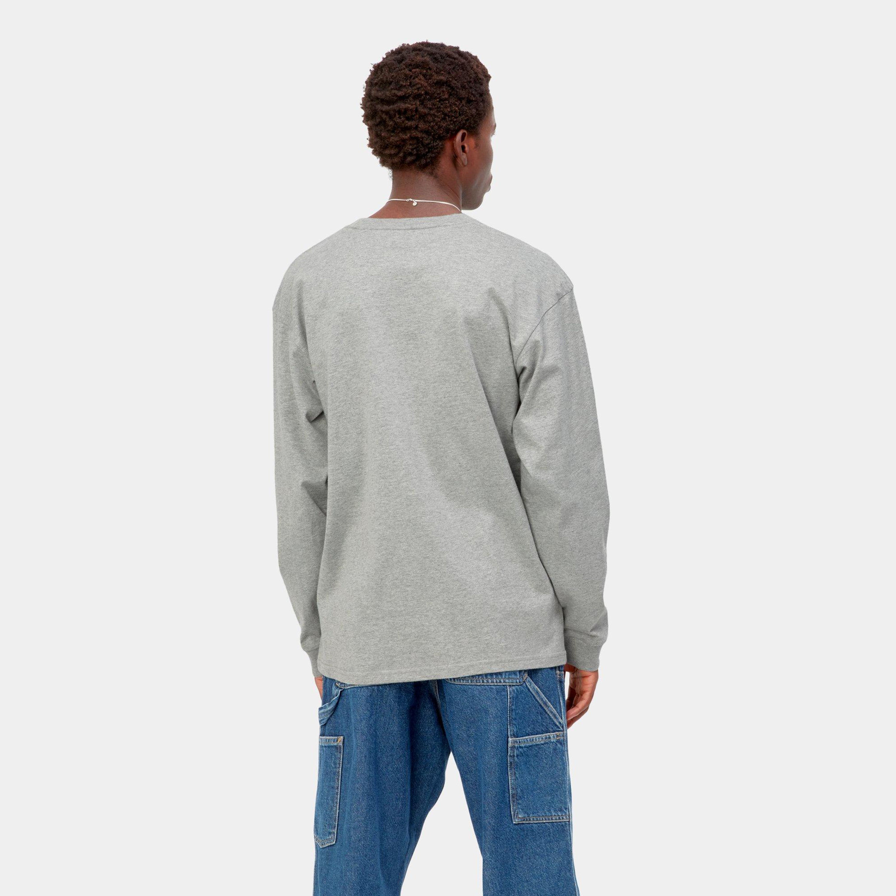 Carhartt L/S Chase T-Shirt - Grey Heather / Gold - Stencil