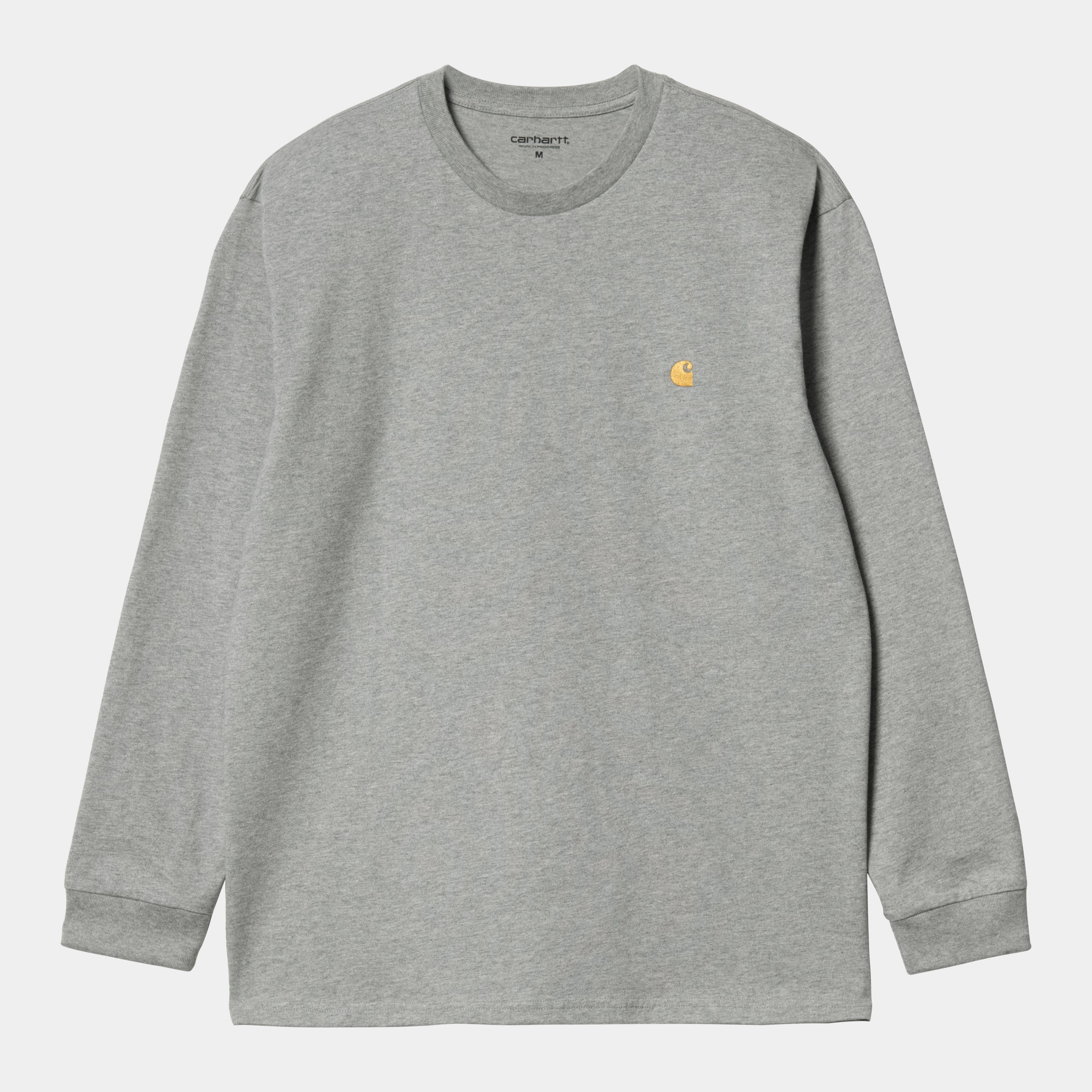 Carhartt L/S Chase T-Shirt - Grey Heather / Gold - Stencil