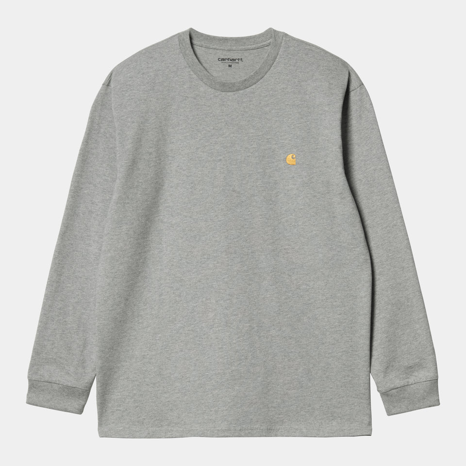 Carhartt L/S Chase T Shirt Grey Heather / Gold