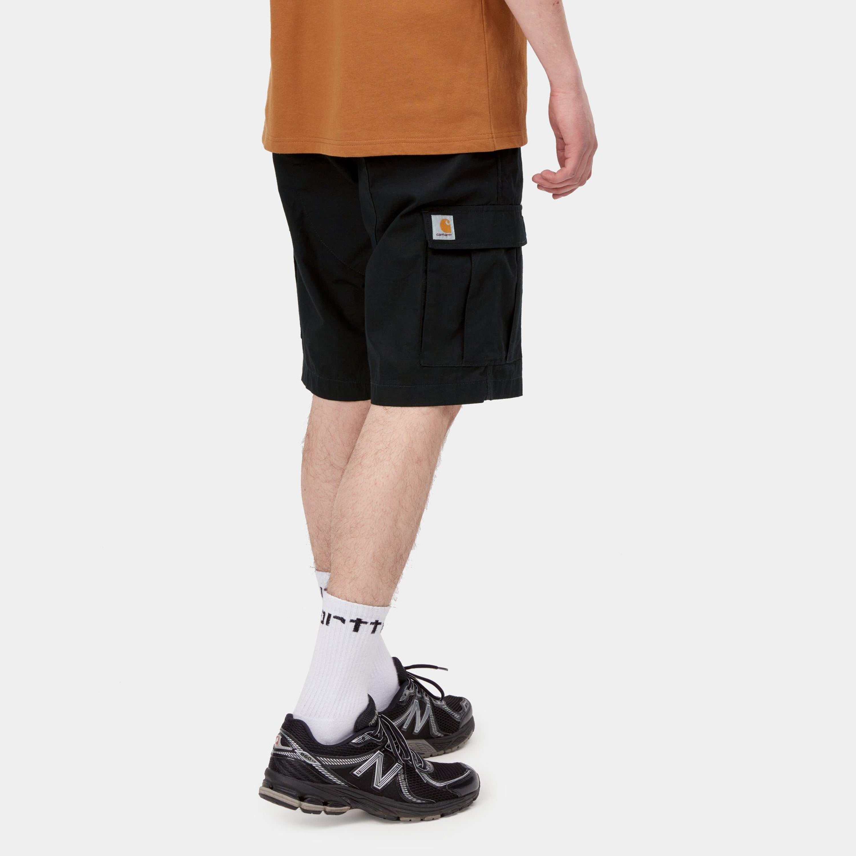Carhartt Aviation Shorts - Black Rinsed - Stencil