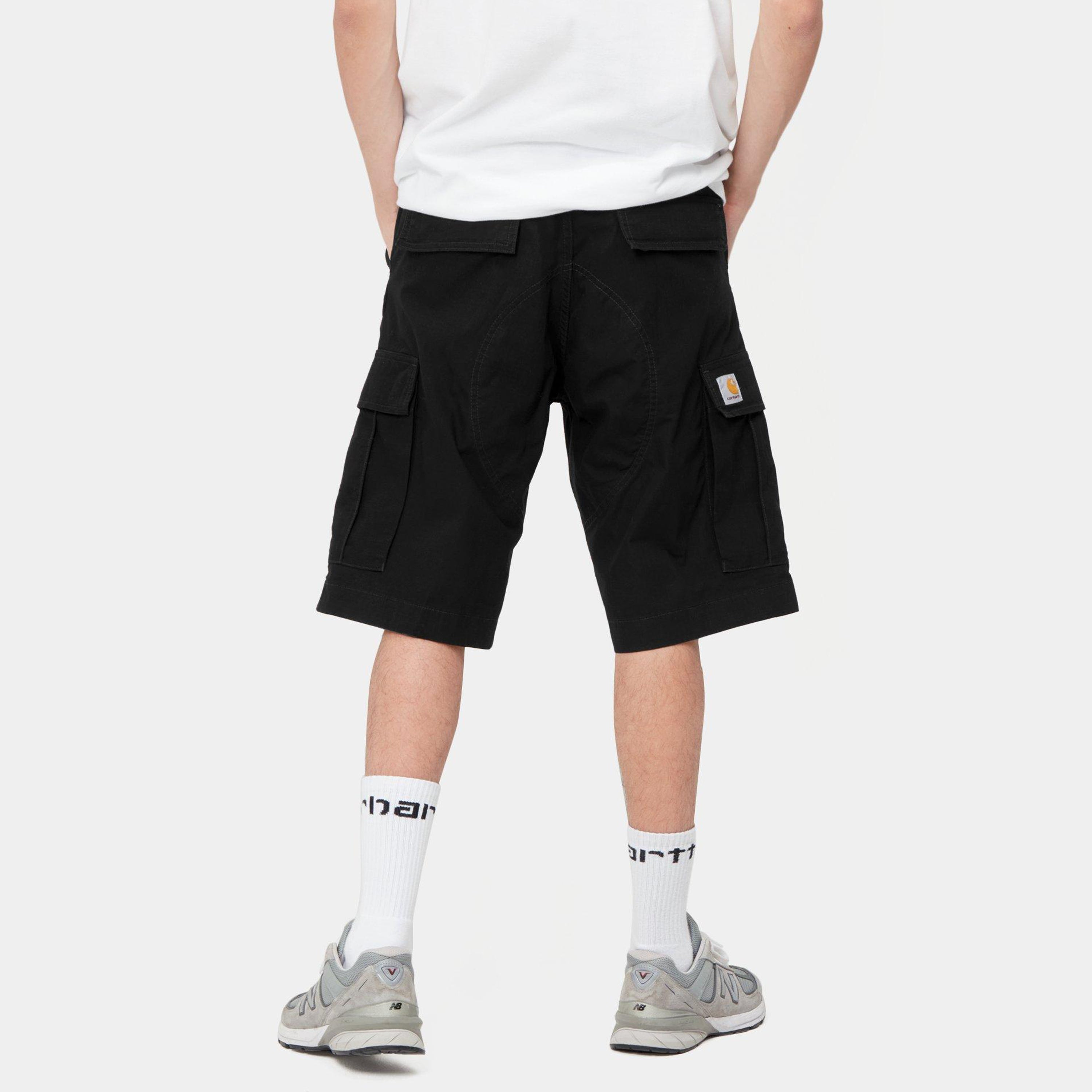 Carhartt Regular Cargo Shorts - Black Garment Dyed - Stencil