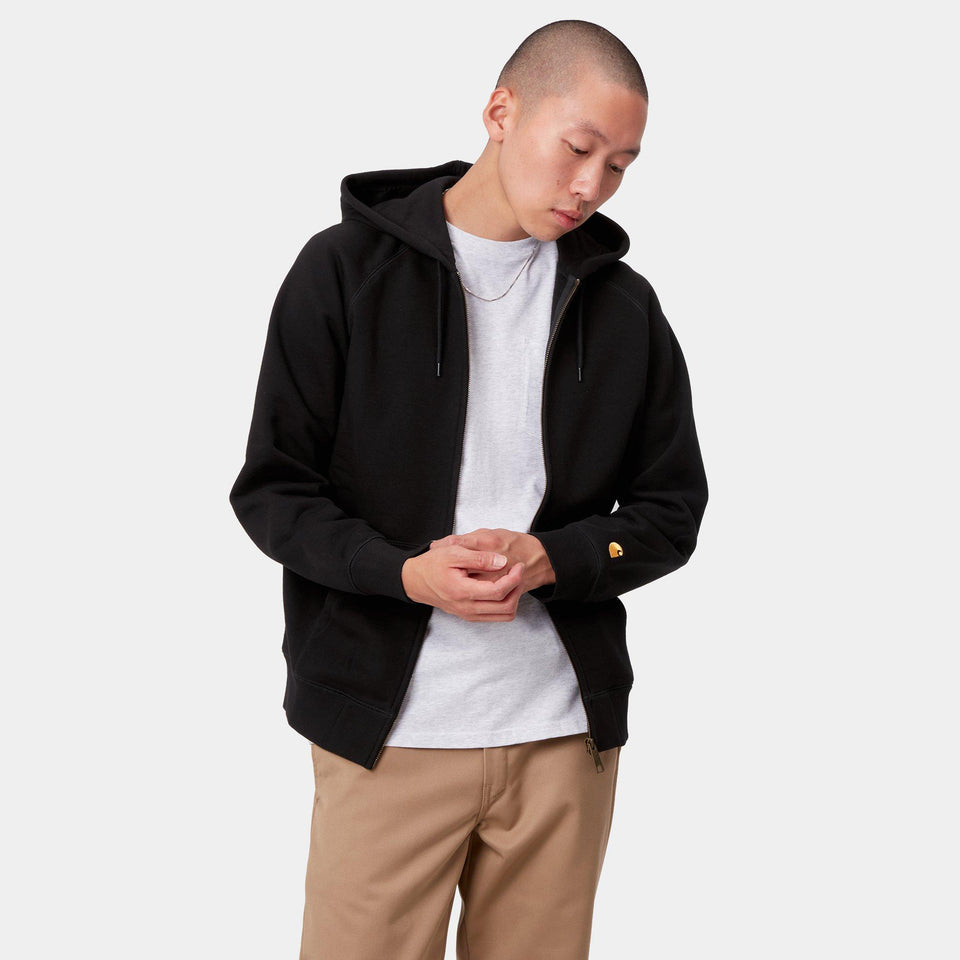 Carhartt Hooded Chase Jacket Black/Gold - Stencil