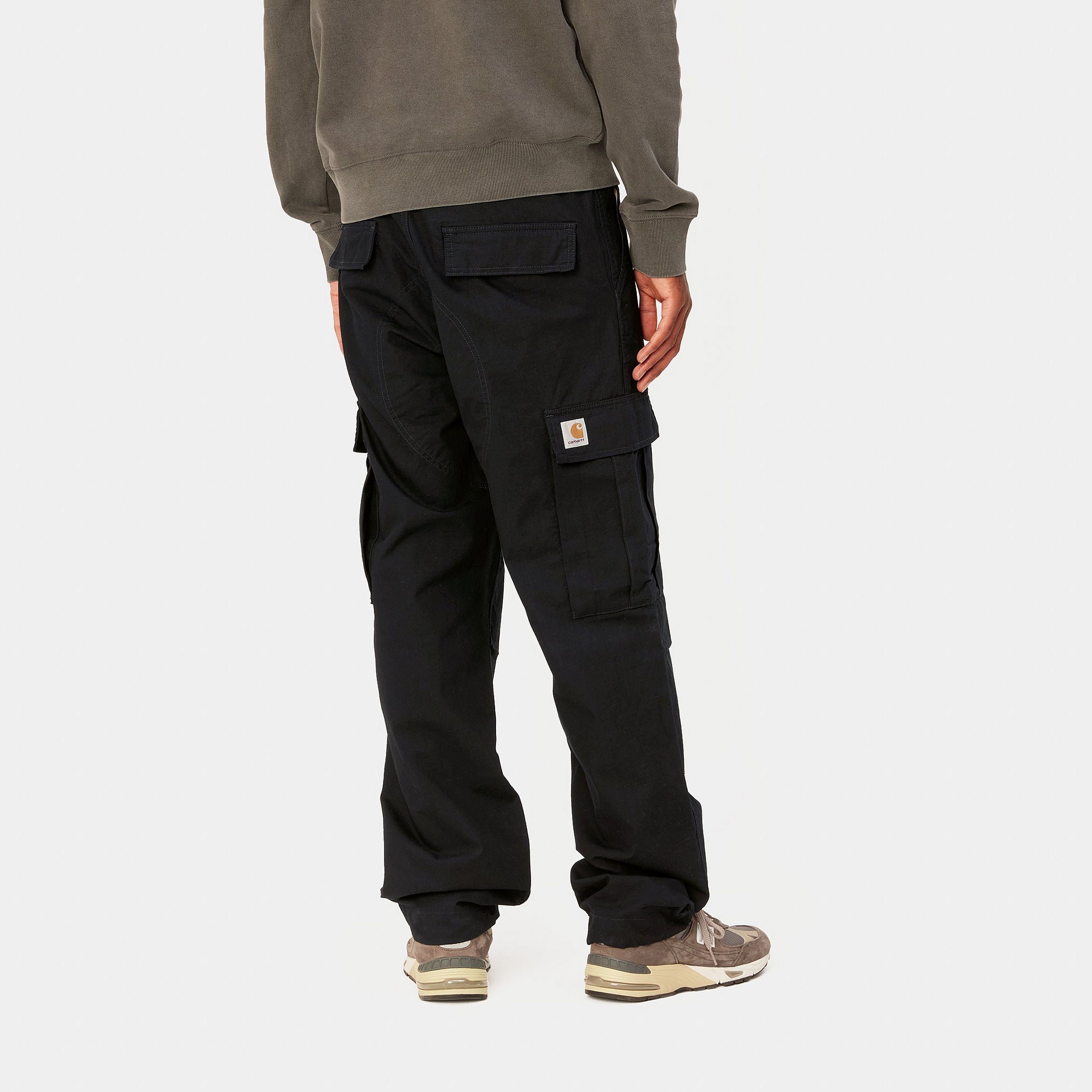 Carhartt Regular Cargo Pants - Black Rinsed (Columbia Ripstop) - Stencil