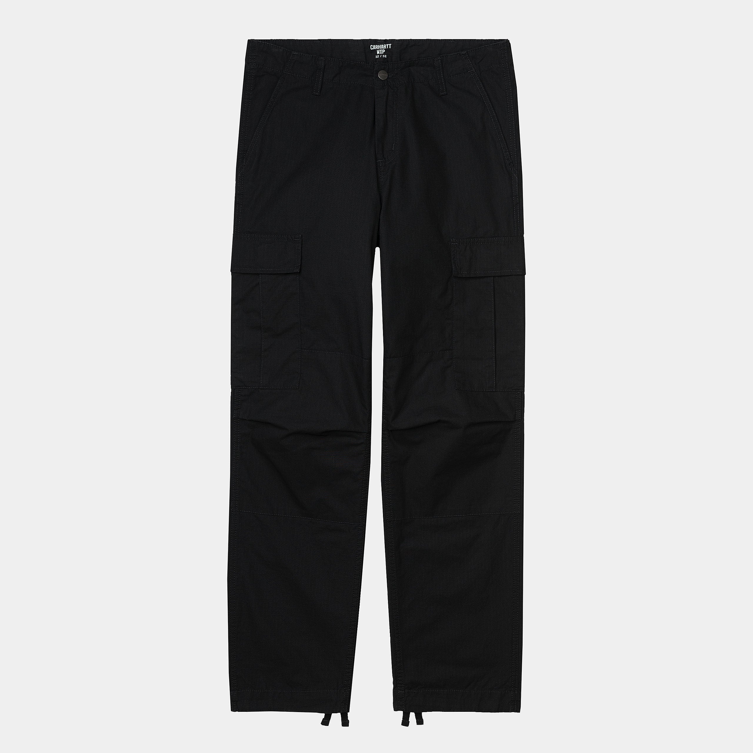 Carhartt Regular Cargo Pants - Black Rinsed (Columbia Ripstop) - Stencil