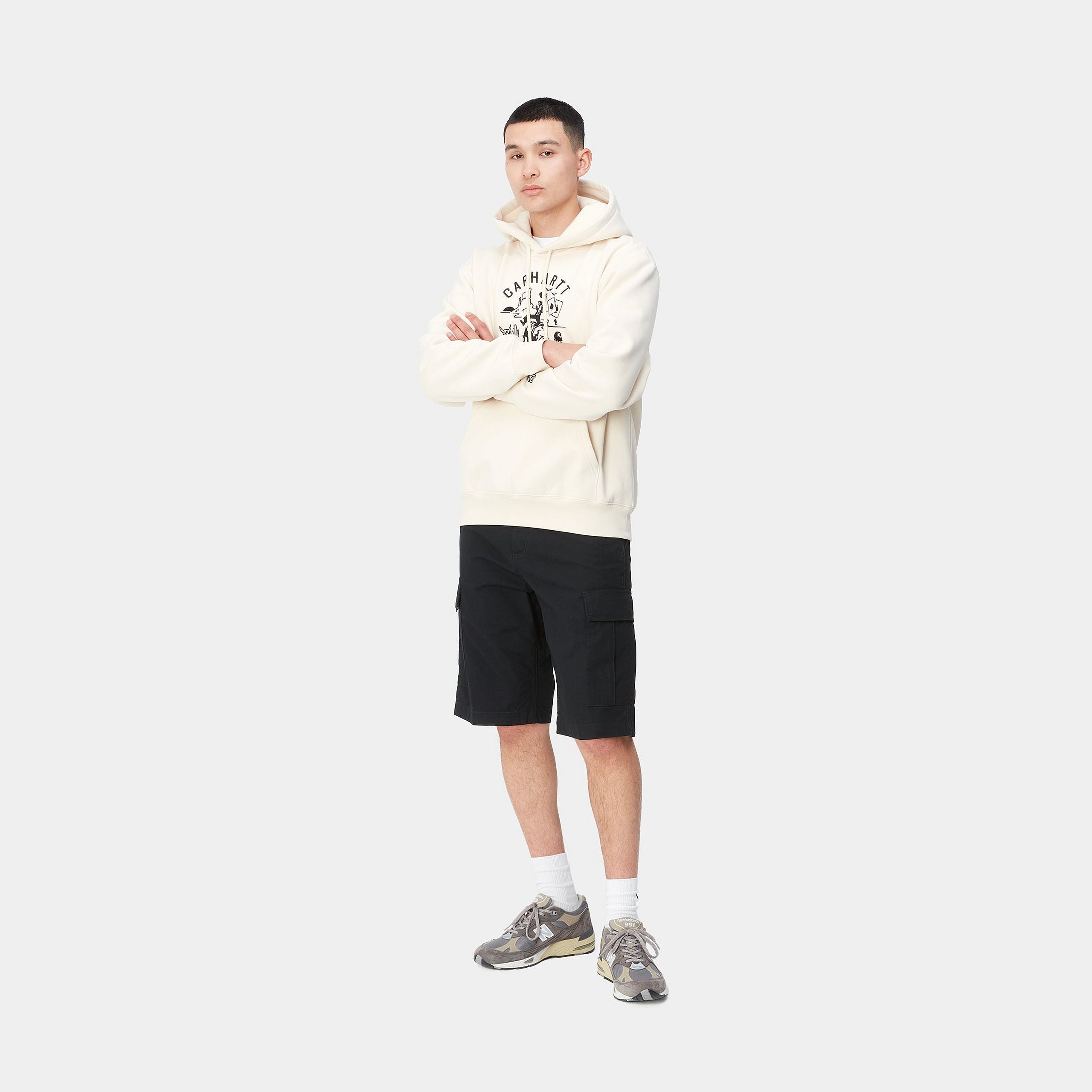 Carhartt Regular Cargo Shorts - Black Garment Dyed - Stencil