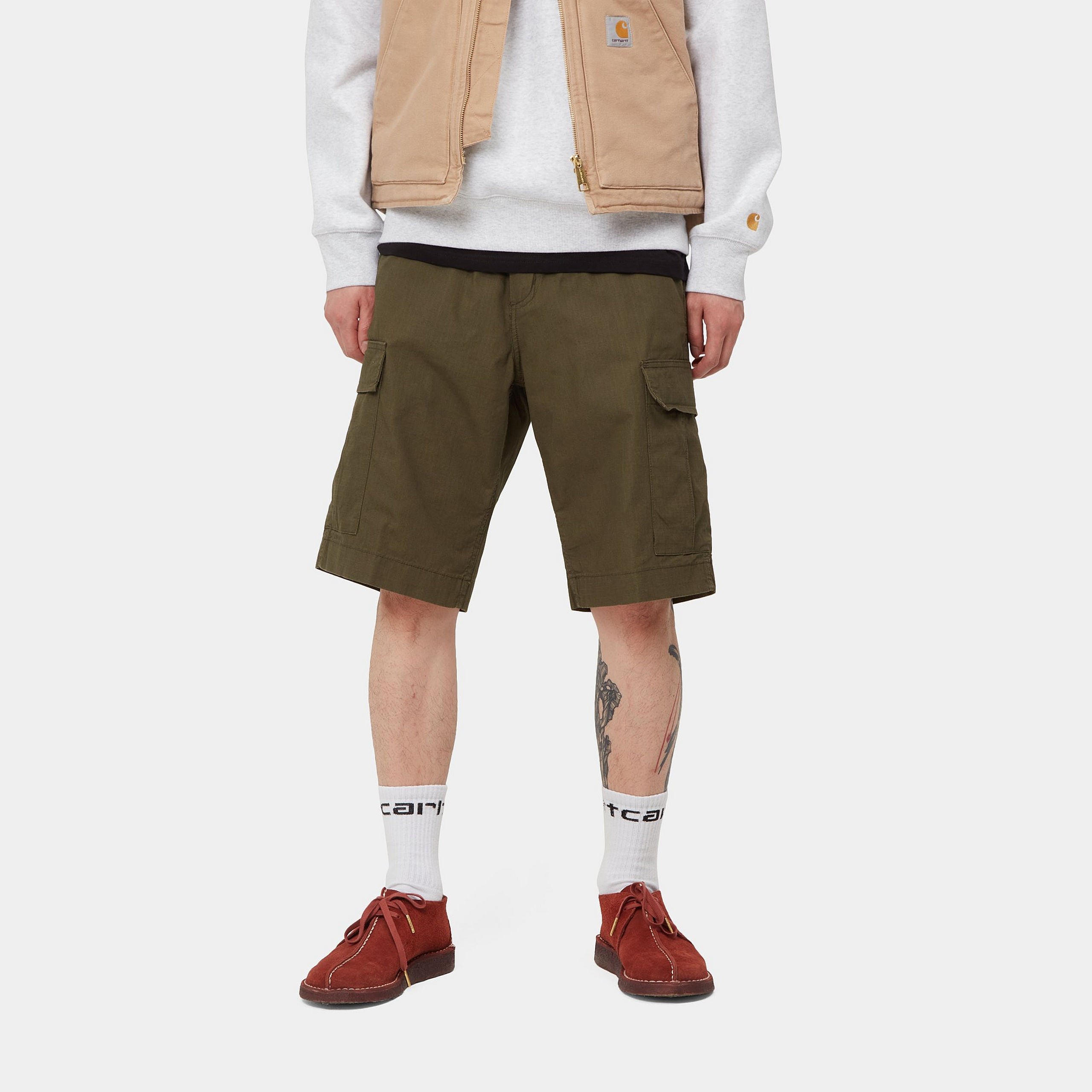 Carhartt Regular Cargo Shorts - Cypress Rinsed - Stencil