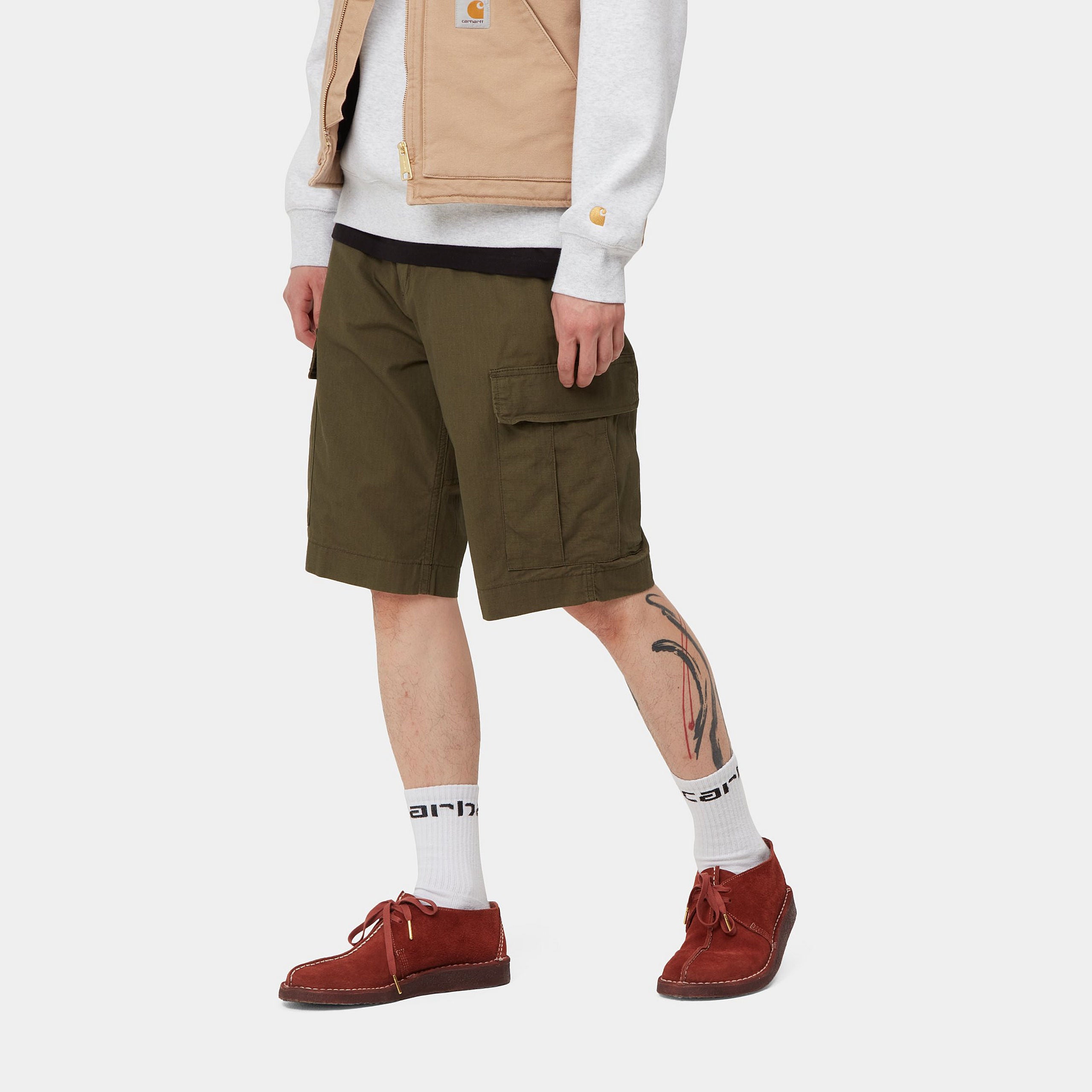 Carhartt Regular Cargo Shorts - Cypress Rinsed - Stencil