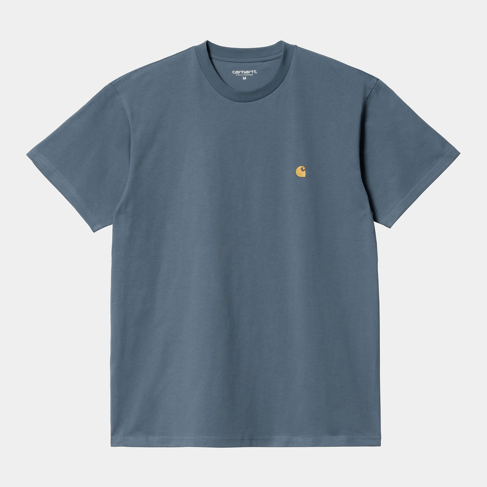 Carhartt Short Sleeve Chase T Shirt Storm Blue / Gold
