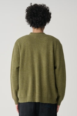 S-Double Knit Script Cardigan - Olive