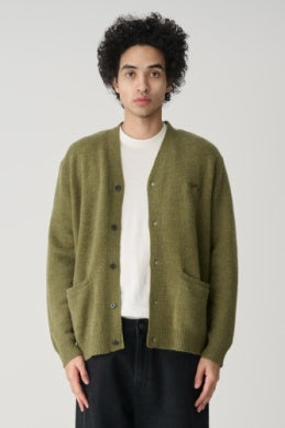 S-Double Knit Script Cardigan - Olive