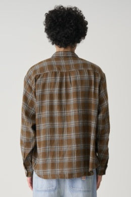 S-Double Duty Plaid L/S Shirt - Brown