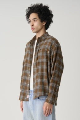 S-Double Duty Plaid L/S Shirt - Brown