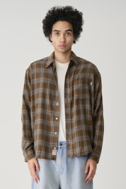 S-Double Duty Plaid L/S Shirt - Brown