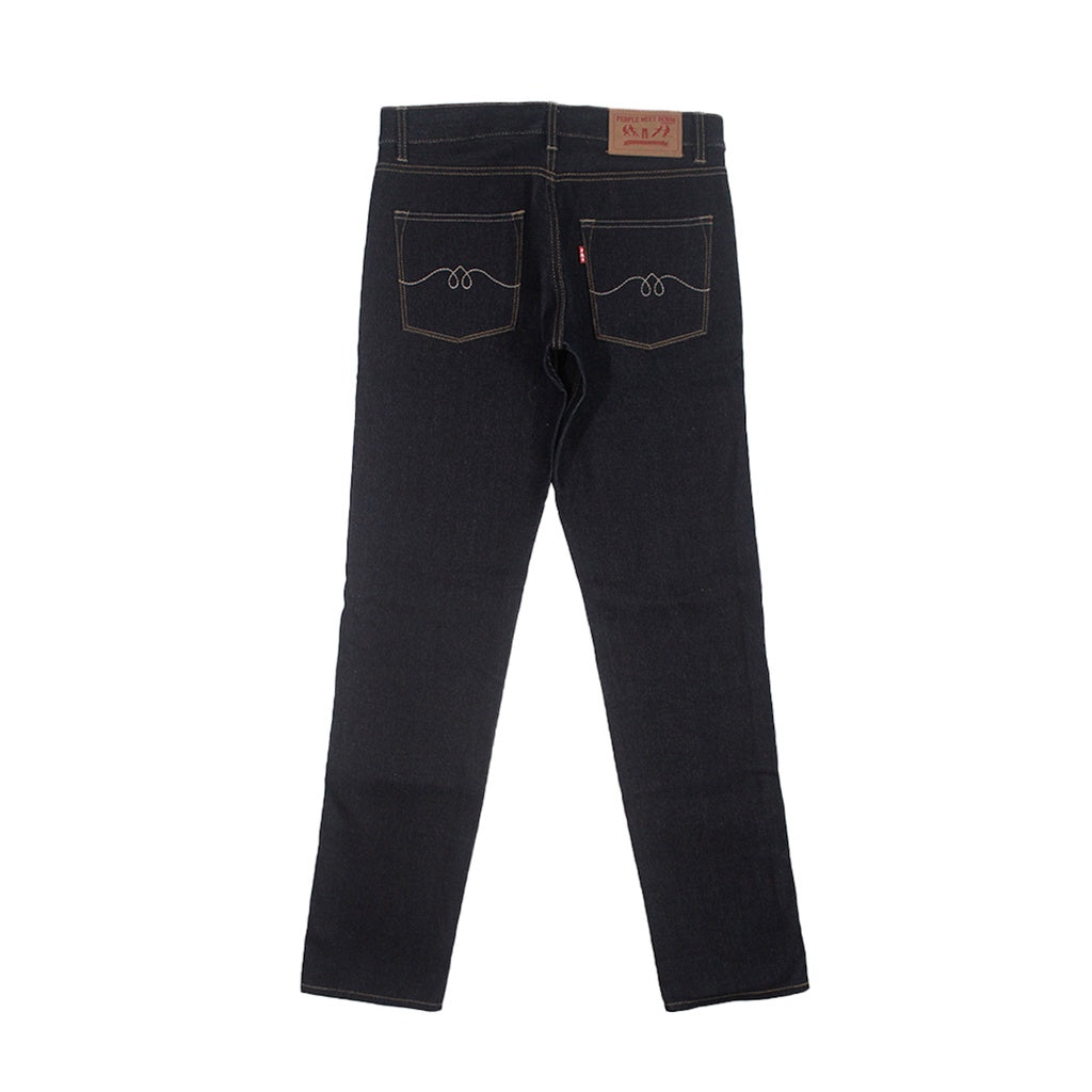 PMD & Co Karasu 14oz Black Indigo Denim Selvedge Accent Slim Fit - Stencil