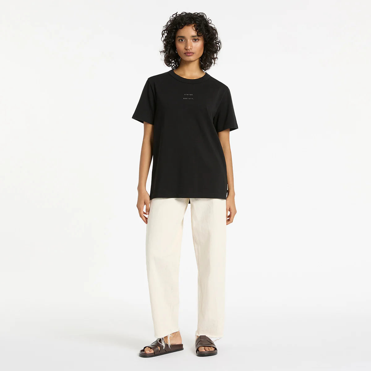 Status Anxiety Feels Right Logo - Women's Tee / Soft Black